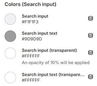 header colors search input